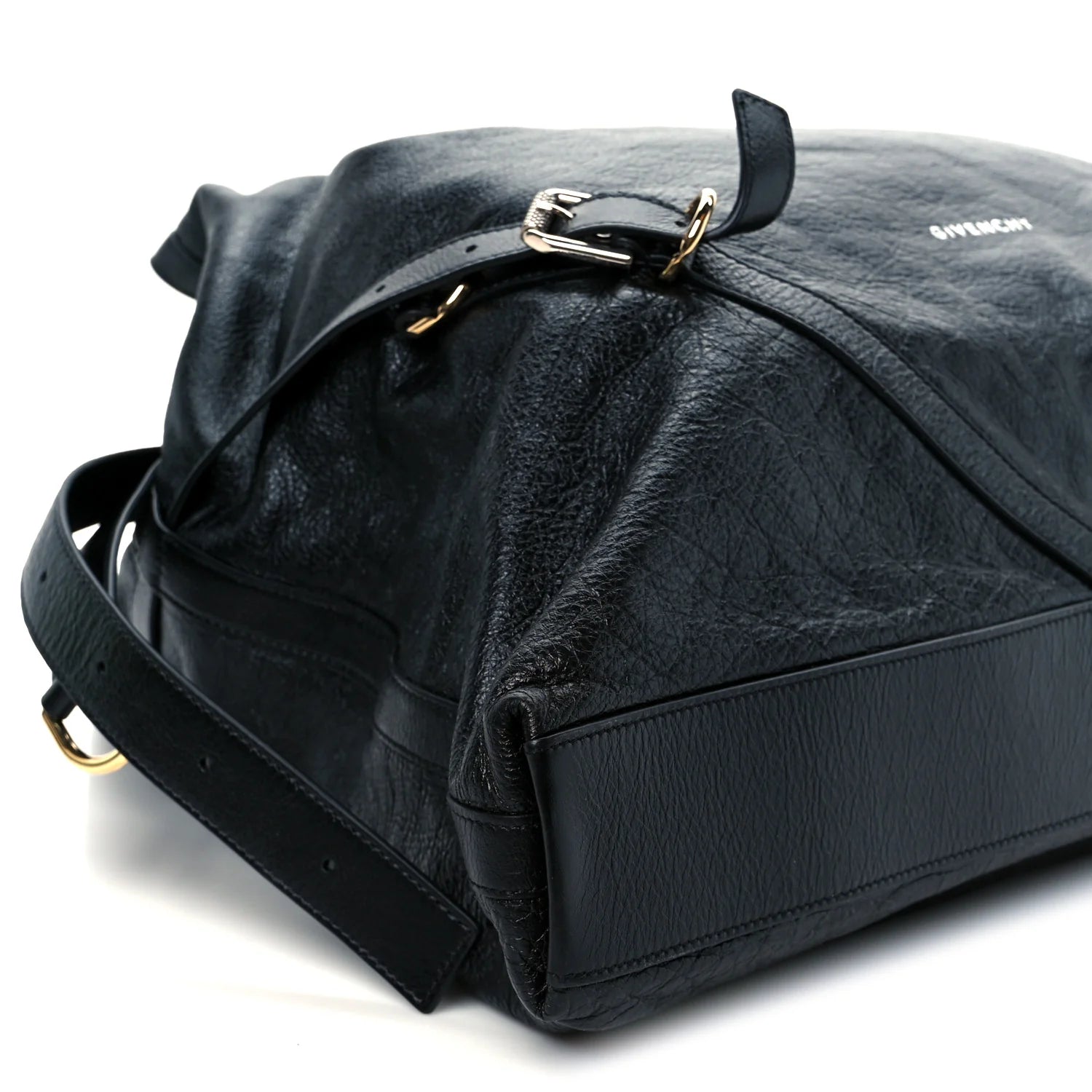 Tumbled Calfskin Large Voyou Bag Black