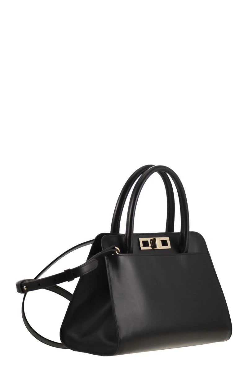 MEDIUM HANDBAG with METAL ACCESSORY