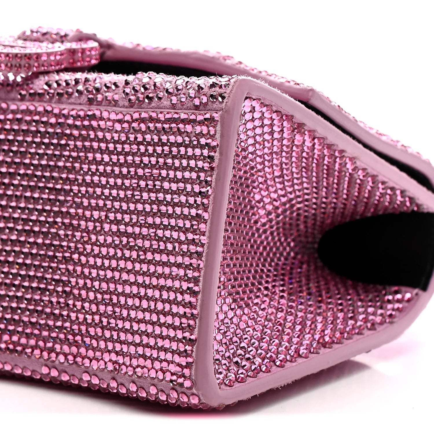 Strass Suede Hourglass Top Handle Bag XS Pink