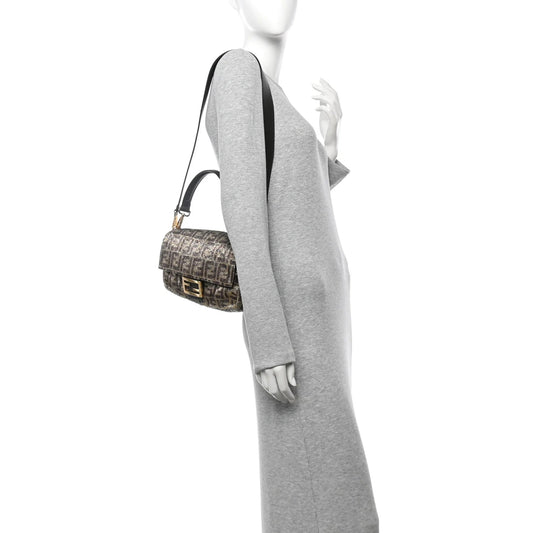 Vitello King Beaded Zucca Baguette Mogano Panna Ebano