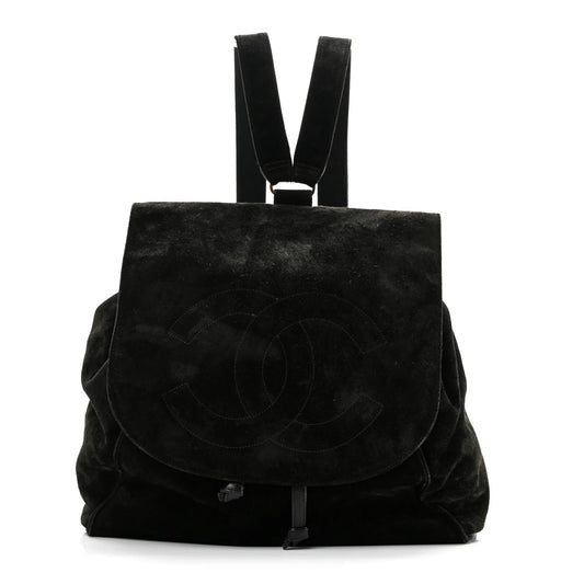 Suede CC Drawstring Backpack Black