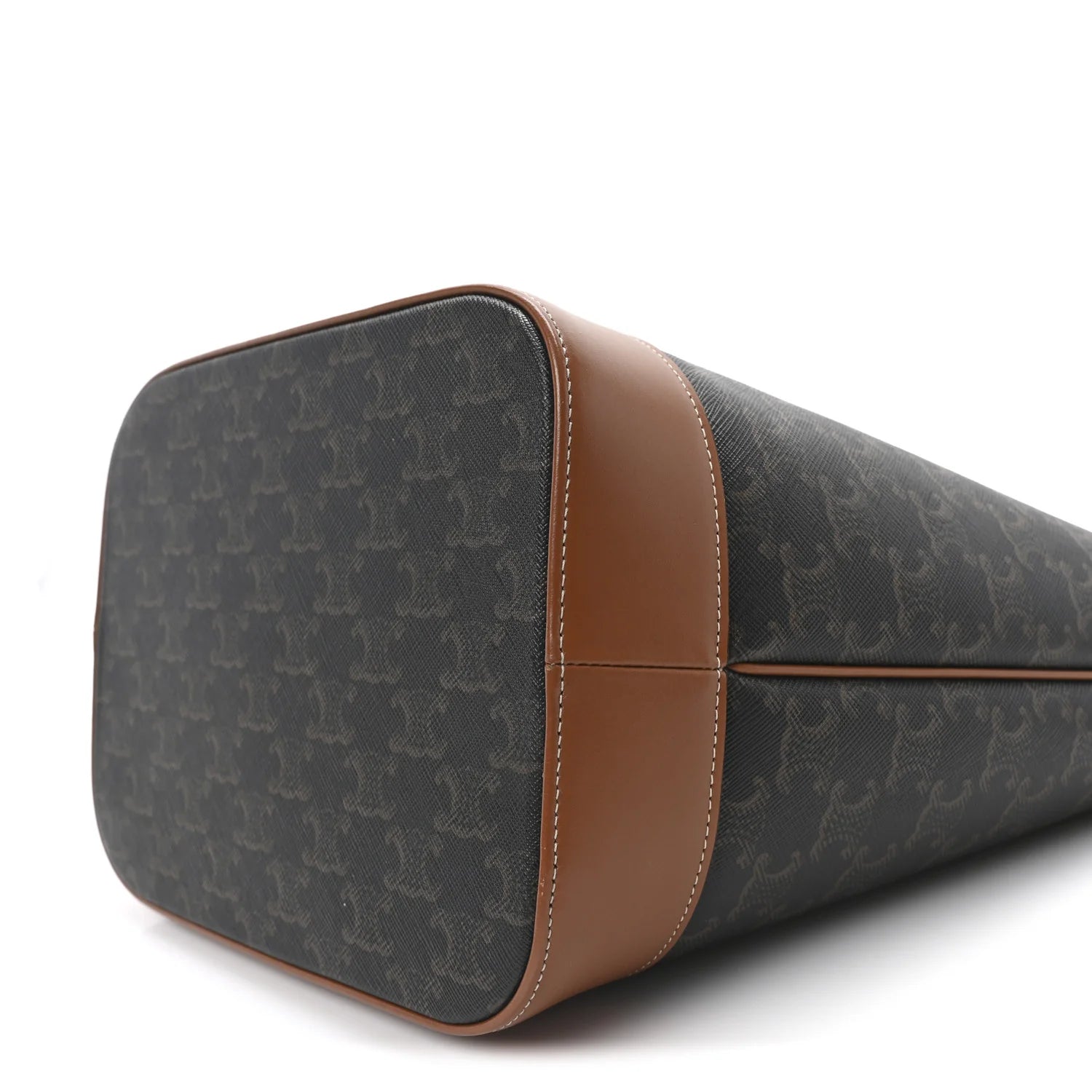 Triomphe Canvas Calfskin Medium Bucket Bag Tan