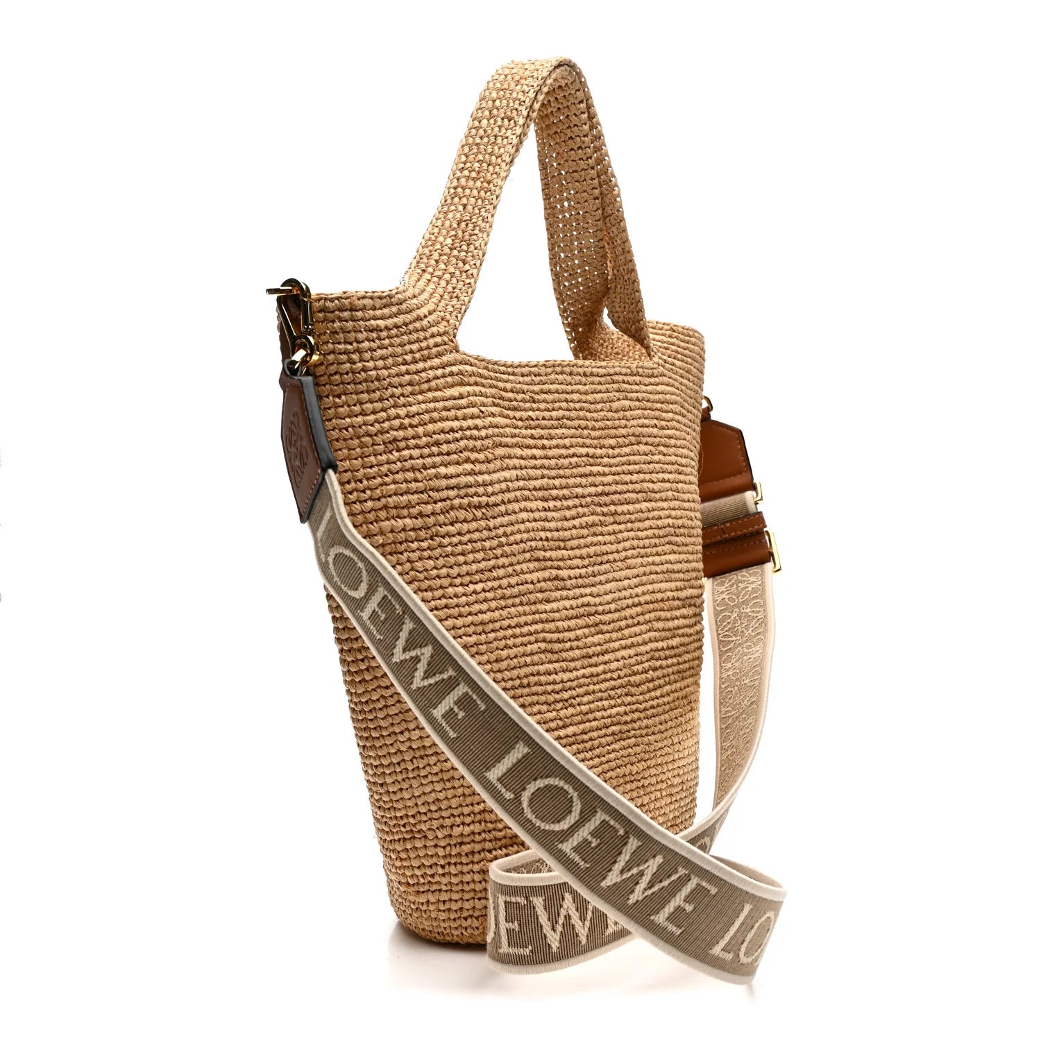 Raffia Mini Slit Tote Bag Natural Tan