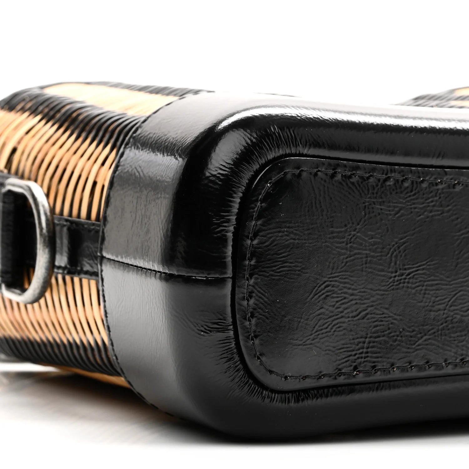 Rattan Calfskin Small Gabrielle Hobo Beige Black