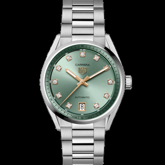 Unworn  Carrera Calibre 7 Date, Stainless Steel and Diamonds, 36Mm, Ref# WBN2317.BA0001, Box & Papers