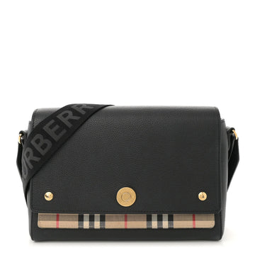 Grainy Calfskin Vintage Check Note Crossbody Bag Black