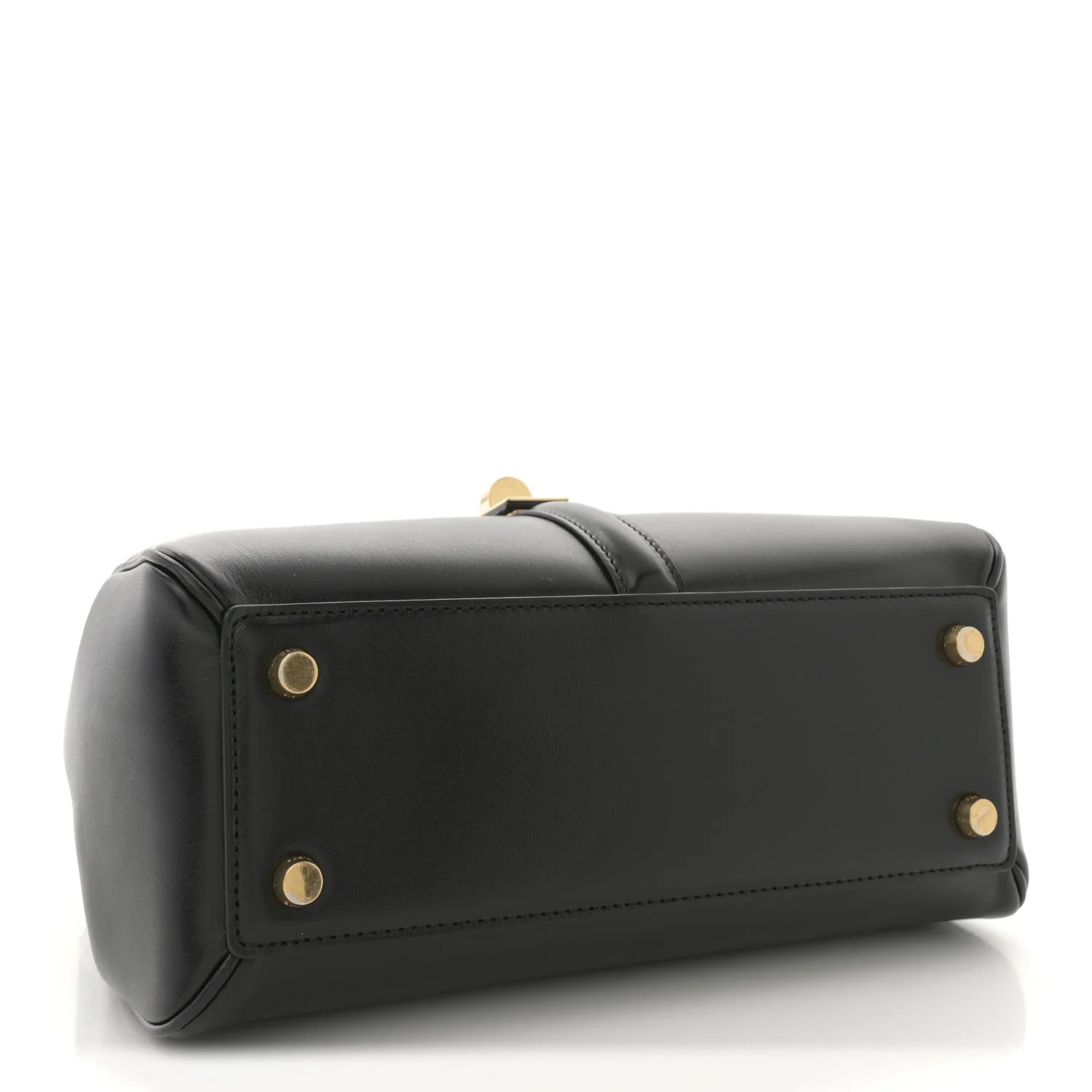 Satinated Calfskin Small 16 Top Handle Bag Black