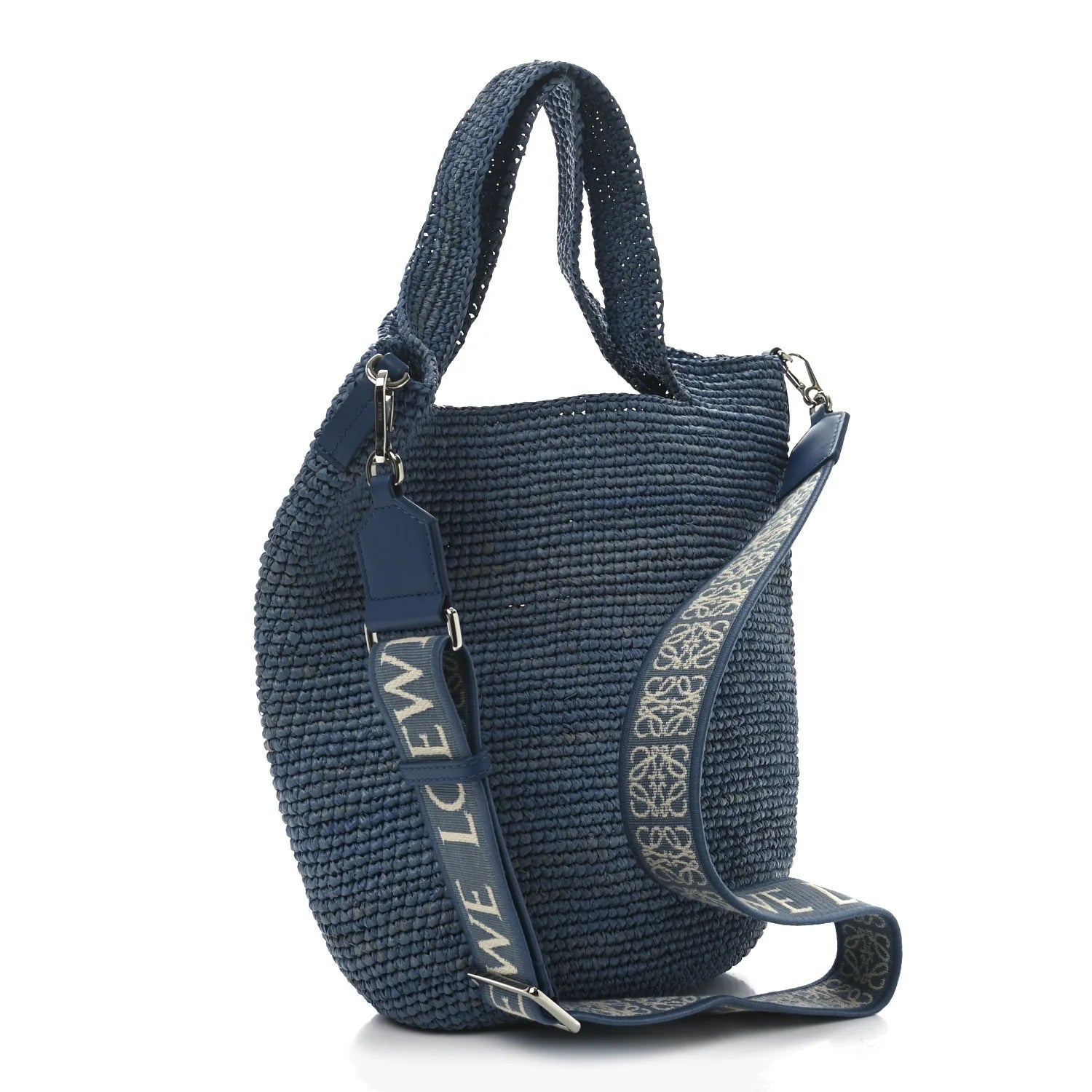 Raffia Mini Slit Tote Bag Blue