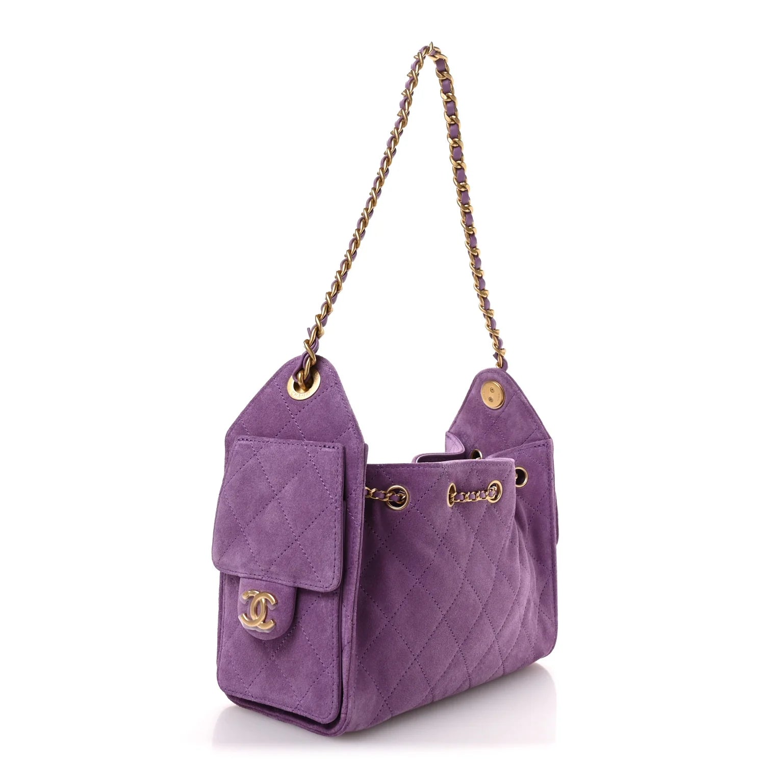 Suede Quilted Mini  25 Handbag Purple