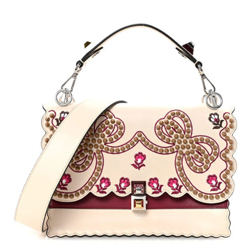 Vitello Liberty Lucido Flowers and Bows Scalloped Studded Kan I Shoulder Bag Camelia Black Cherry