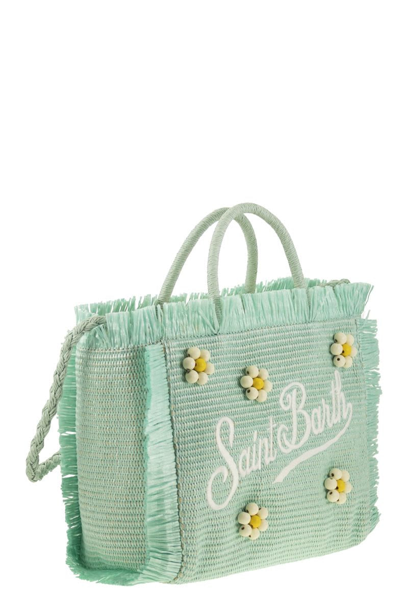 COLETTE - STRAW-EFFECT BAG with EMBROIDERED LOGO