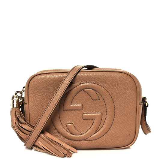 Pebbled Calfskin Small Soho Disco Bag Camelia