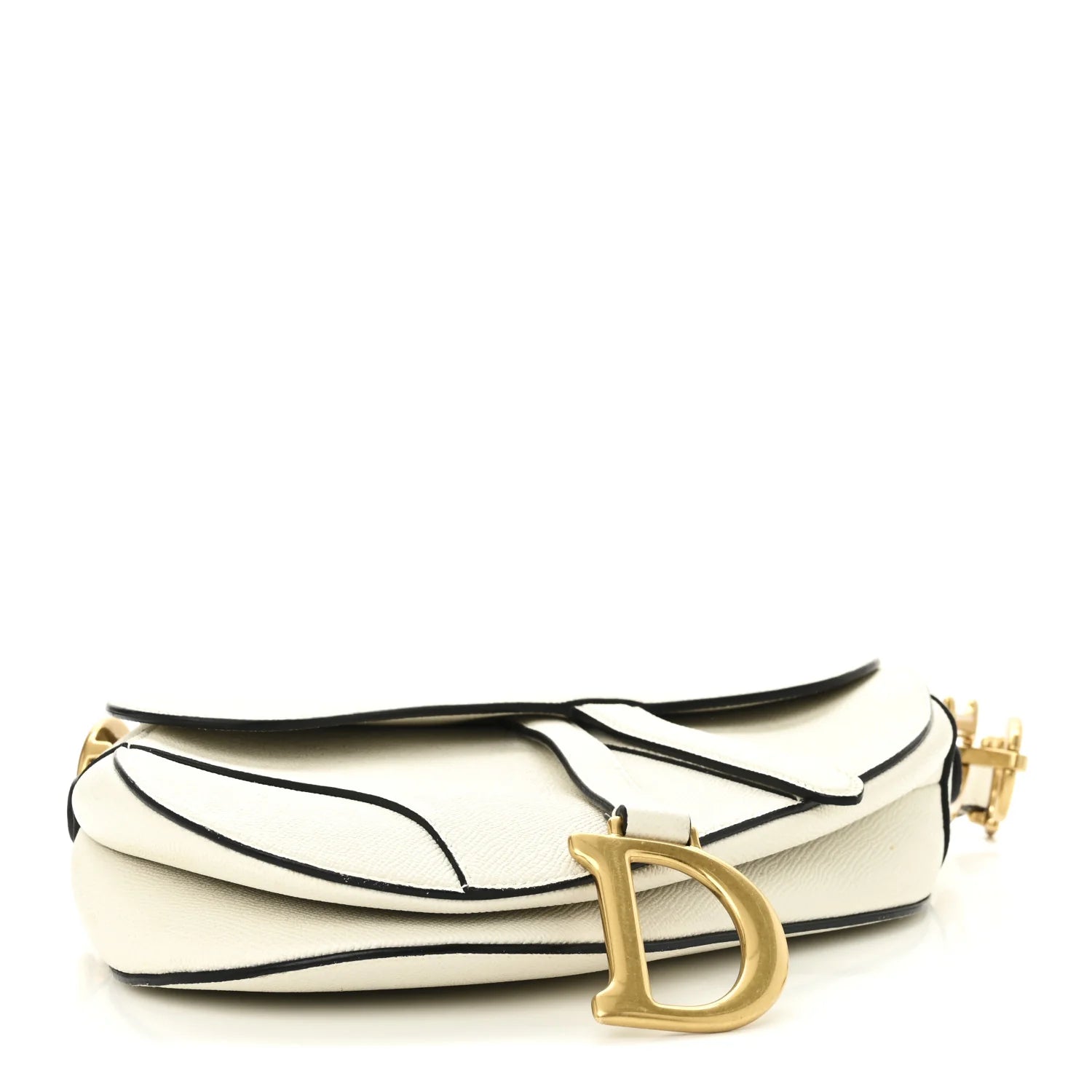 Grained Calfskin Saddle Bag White