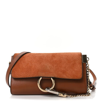 Suede Calfskin Faye Wallet on Strap Tan