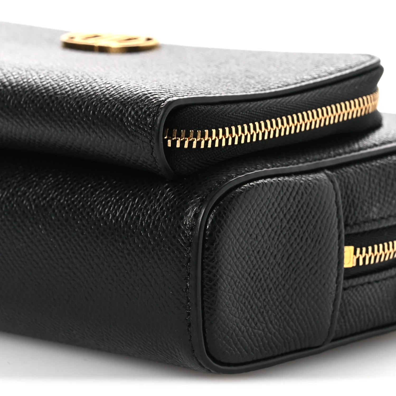 Grained Calfskin Caro Double Pouch Black