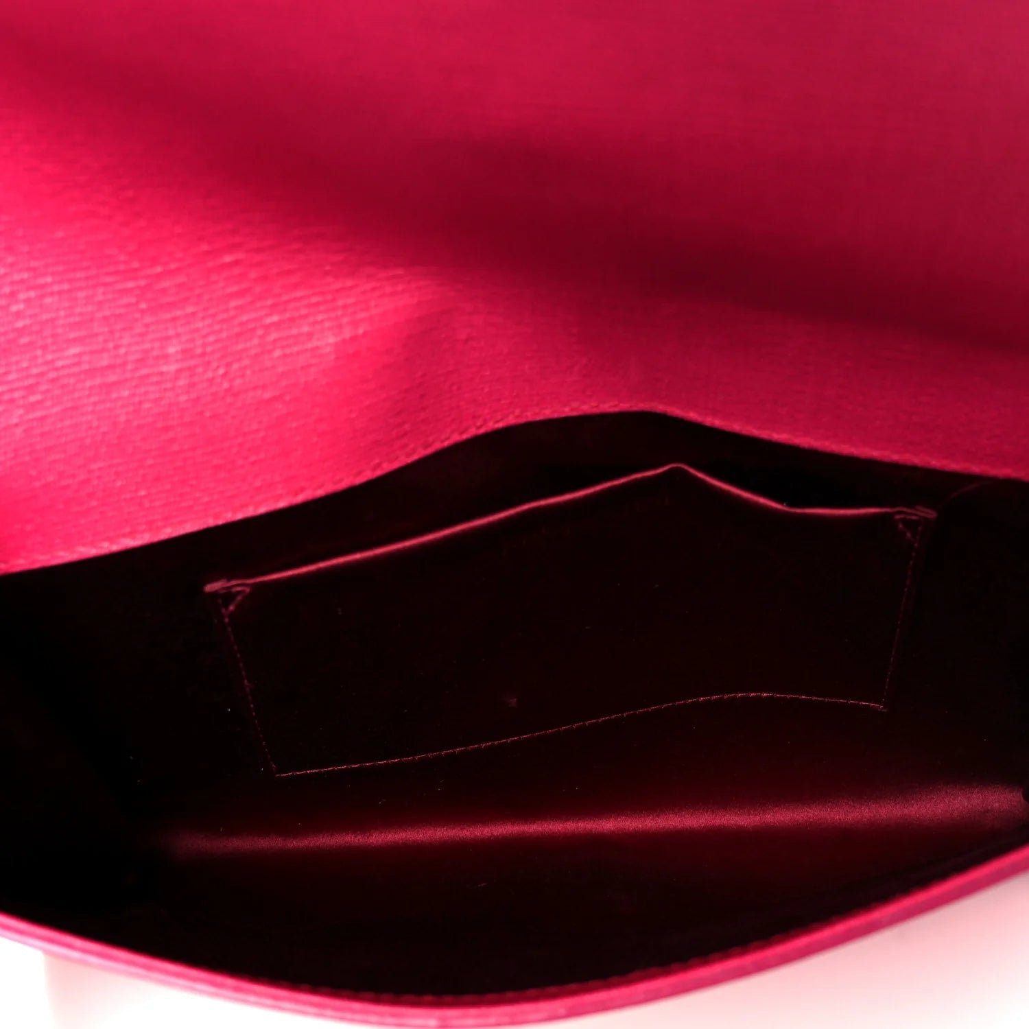 Textured Calfskin Y Ligne Clutch Fuchsia