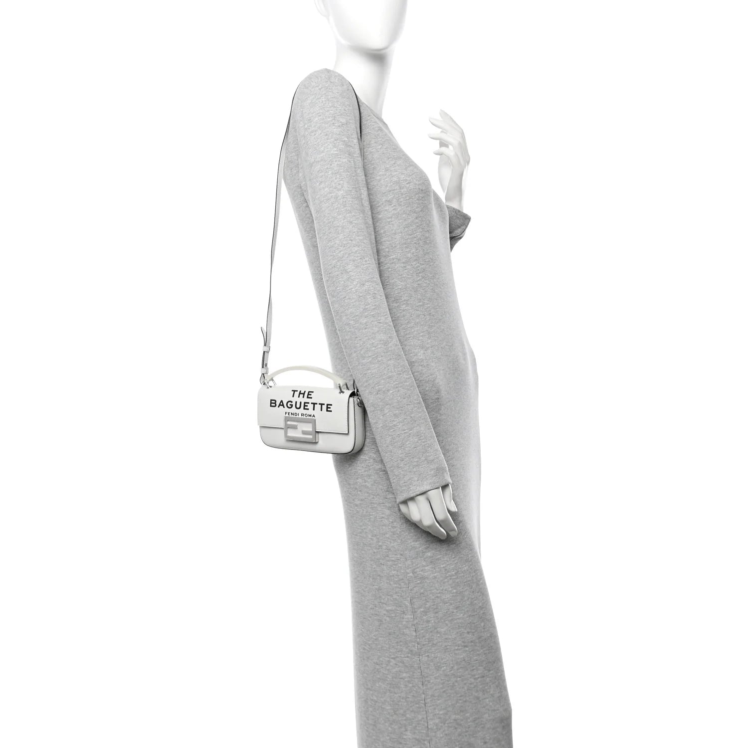 X MARC JACOBS Nappa Logo Phone Baguette White Black