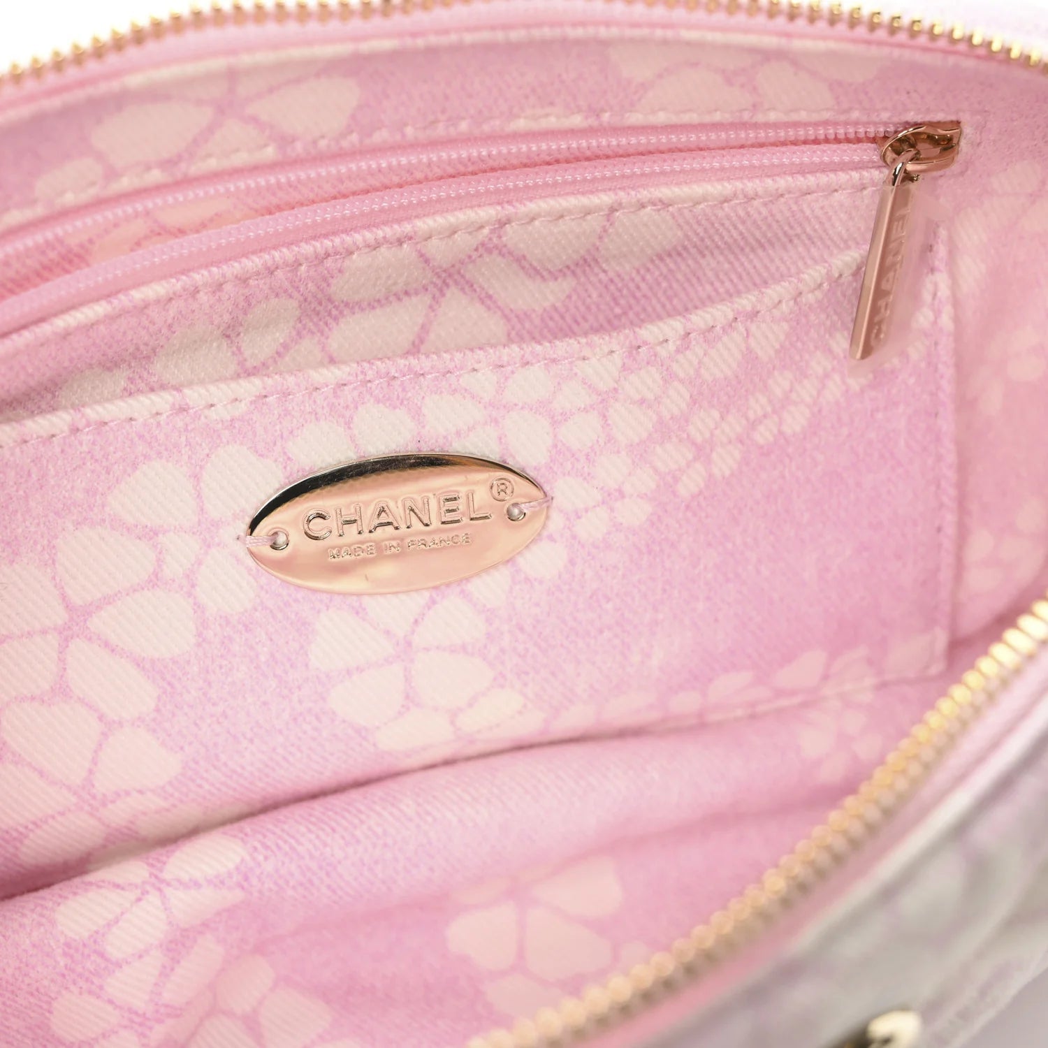 Printed Denim Quilted Large Hobo Bag Light Pink White