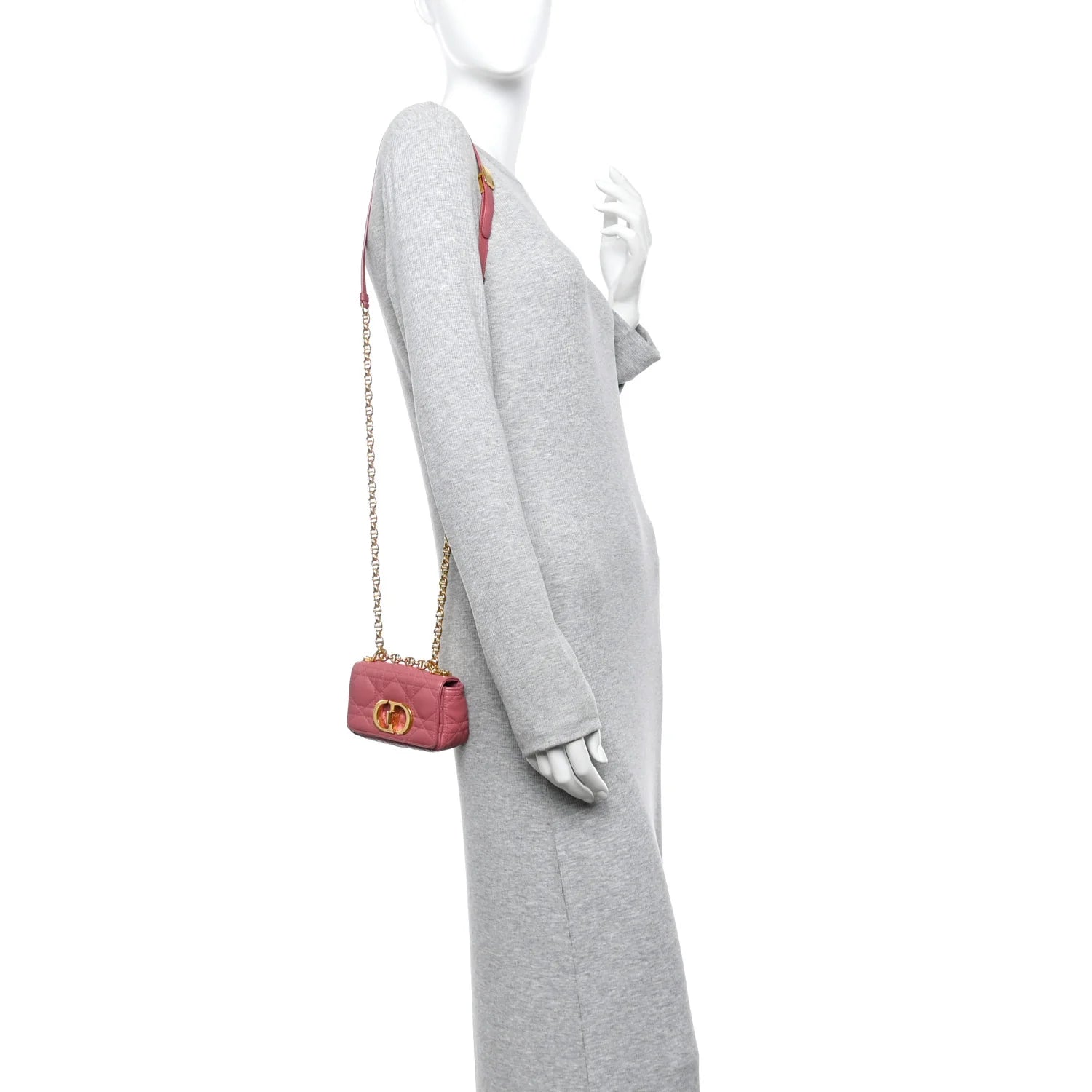 Supple Calfskin Cannage Micro Caro Bag Pink