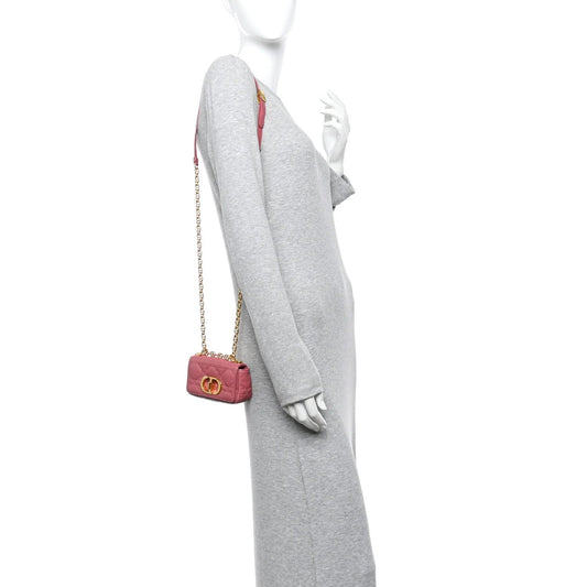 Supple Calfskin Cannage Micro Caro Bag Pink