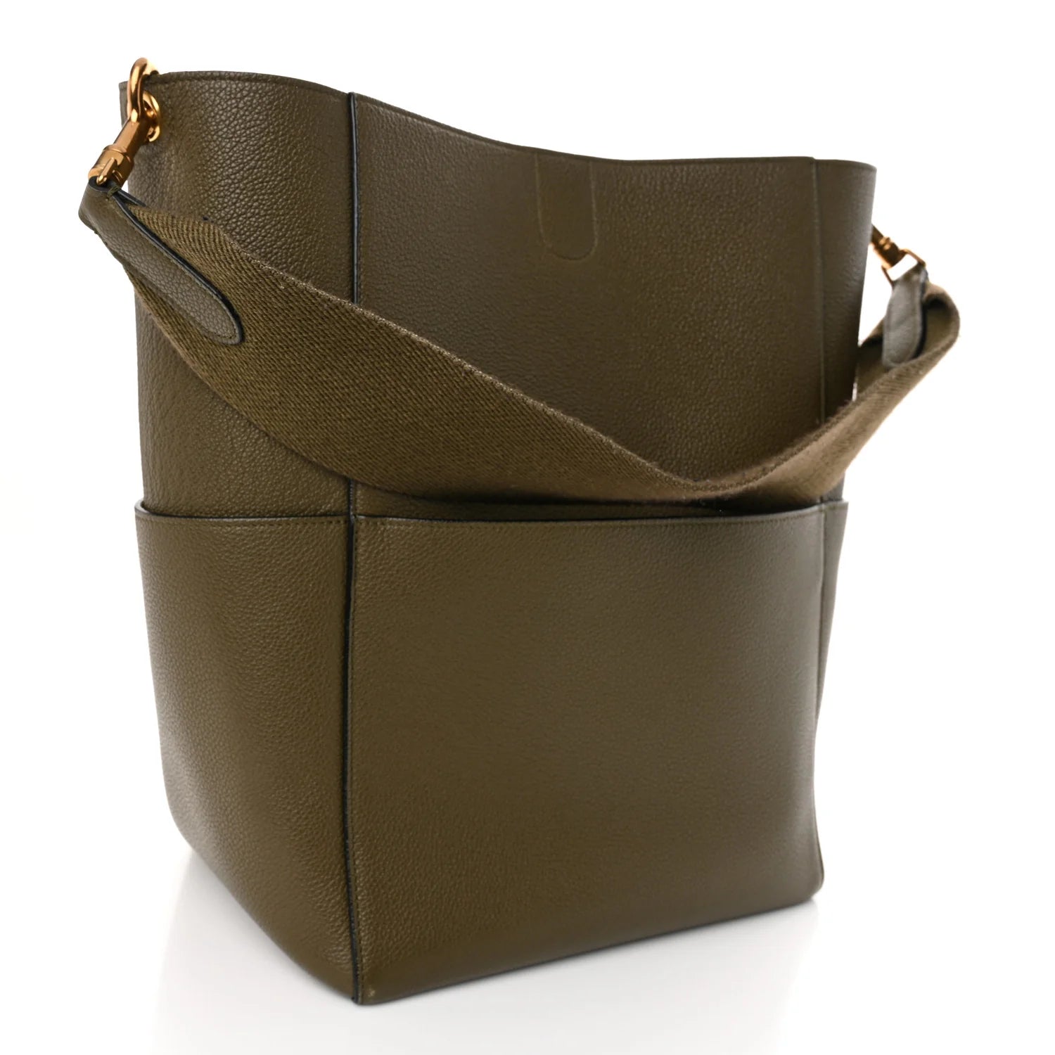 Soft Grained Calfskin Sangle Bucket Bag Light Khaki