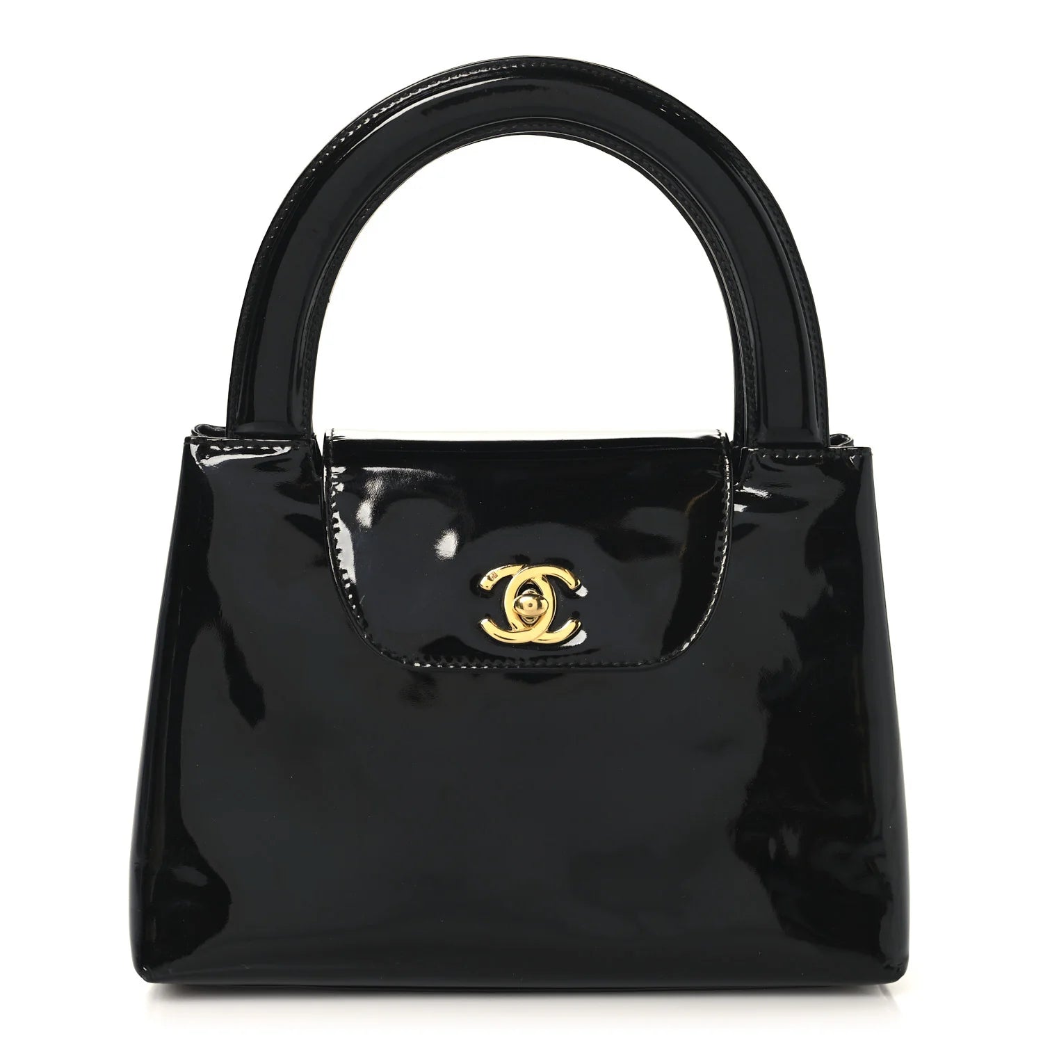 Patent Small Kelly Flap Bag Black