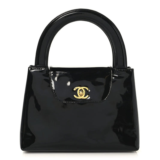 Patent Small Kelly Flap Bag Black