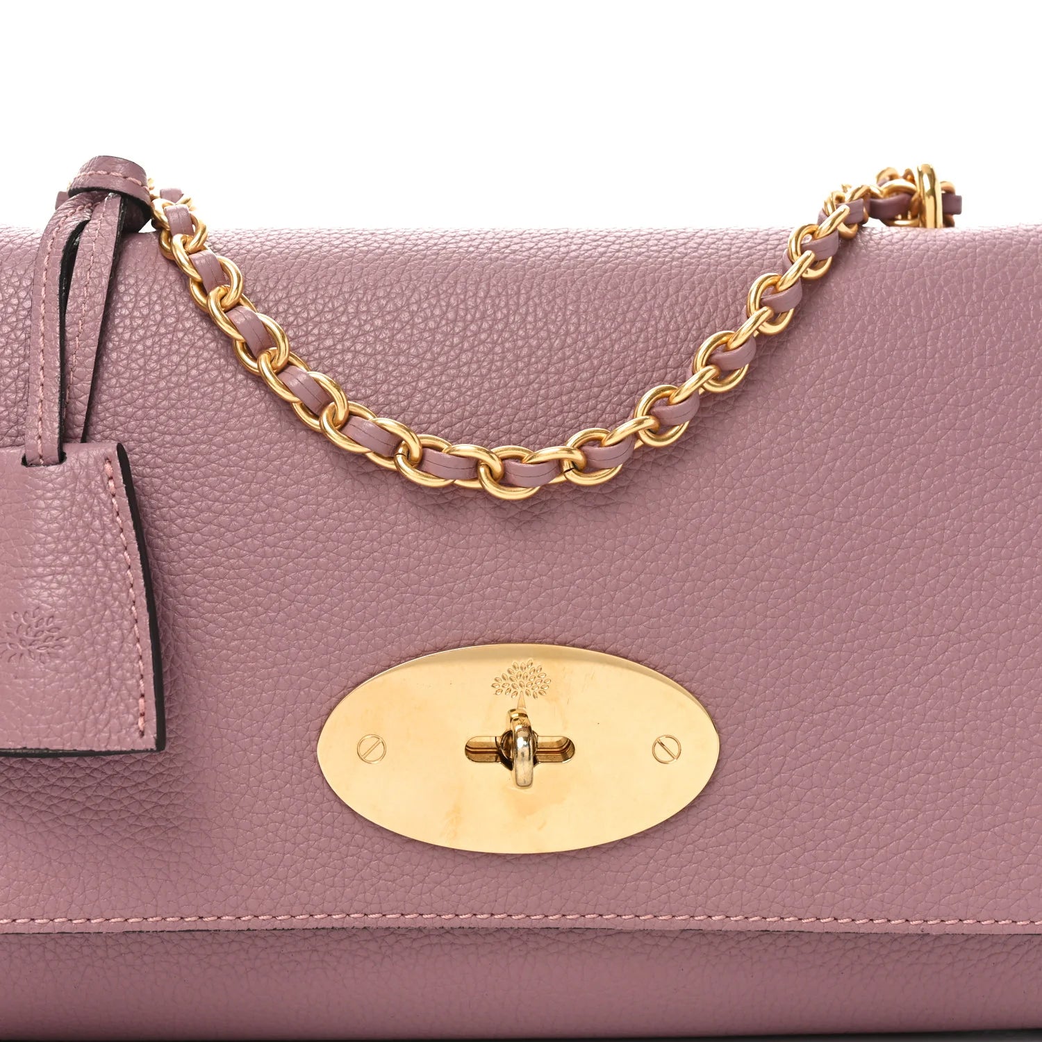 Small Classic Grain Calfskin Medium Lily Flap Mocha Rose