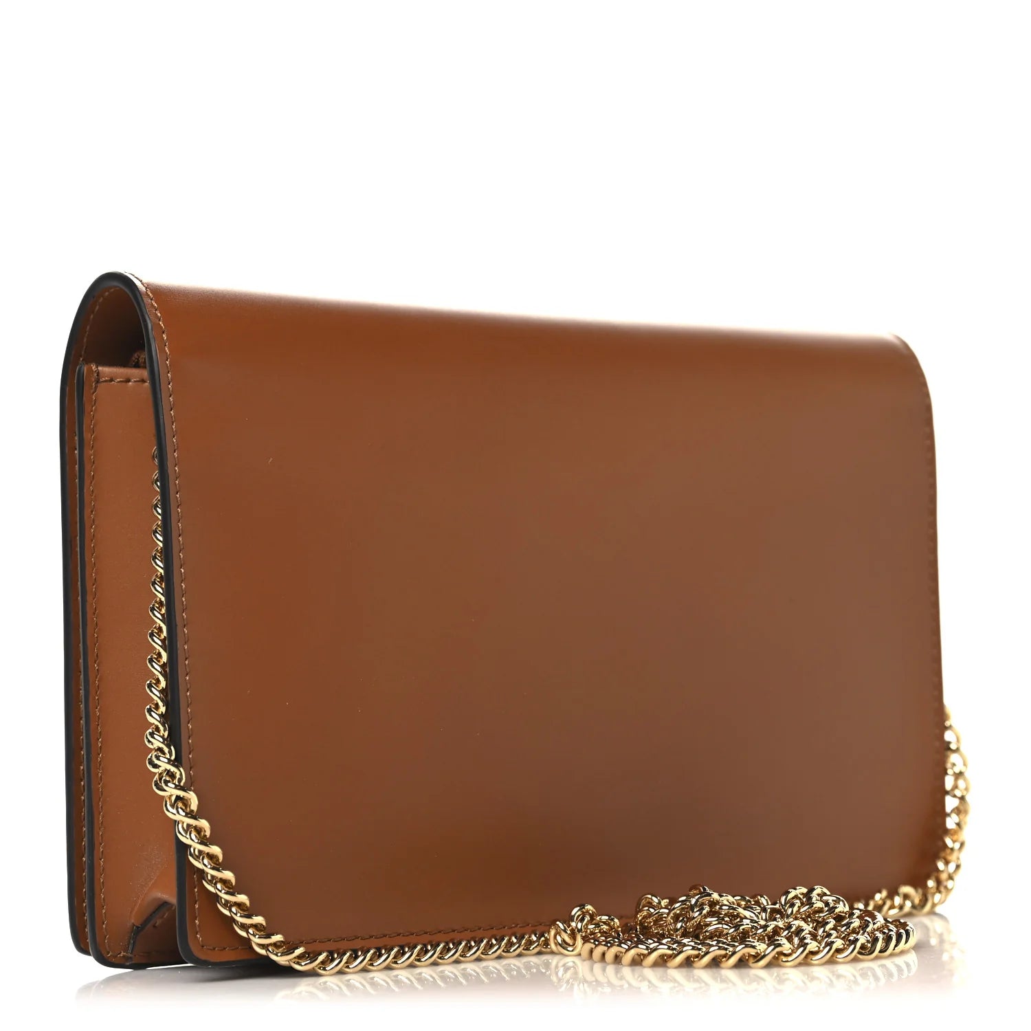 Vitello King Tamponato Logo Embossed Medium Wallet on Chain Cuoio