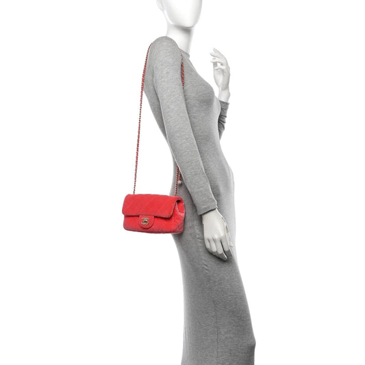 Velvet Quilted Mini Rectangular Pearl Crush Flap Coral