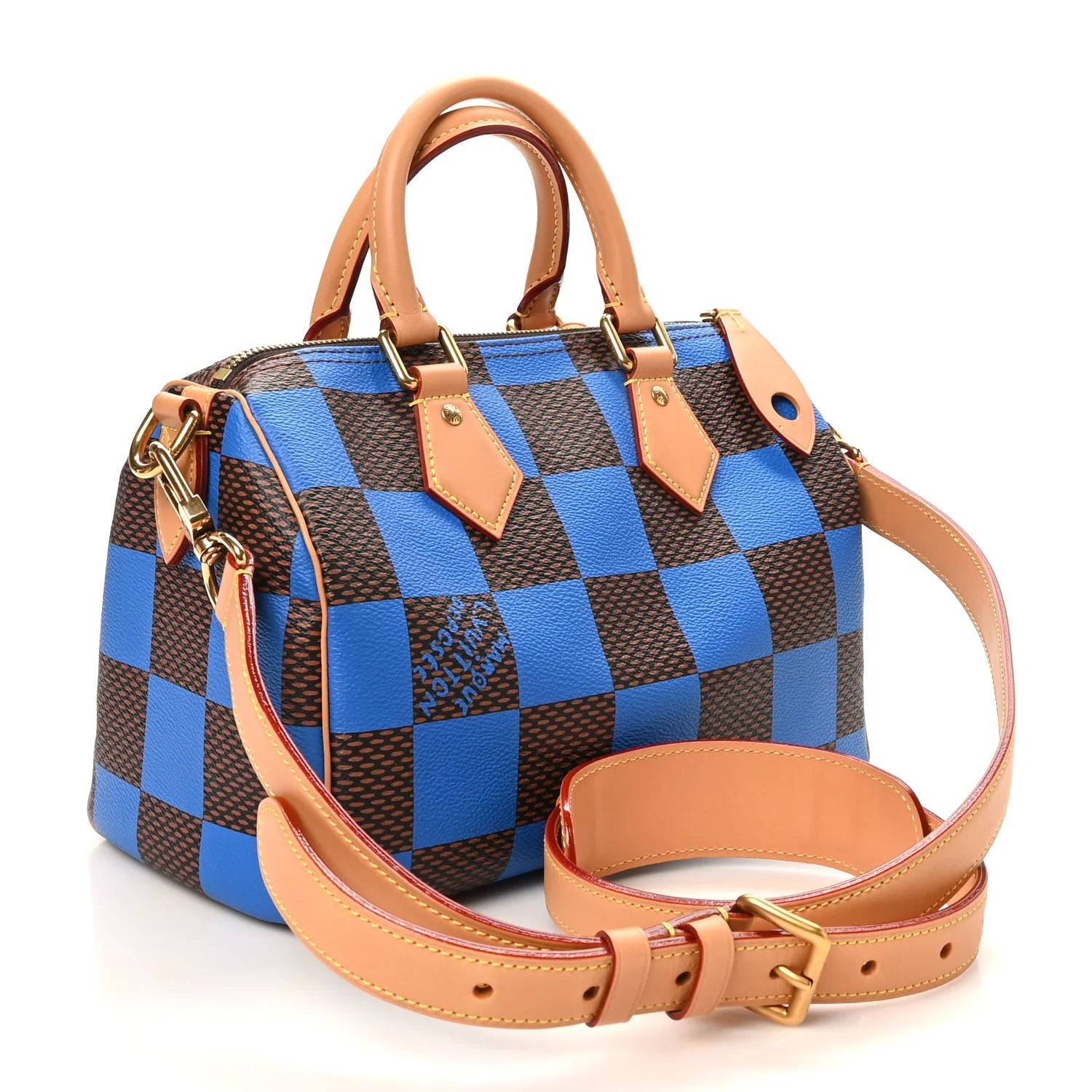 Damier Pop Speedy Bandouliere 25 Blue
