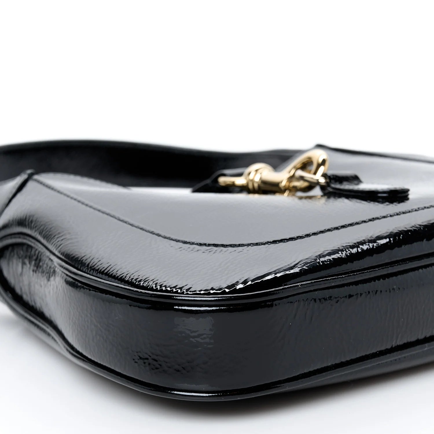 Patent Calfskin Small Jackie Shoulder Bag Black