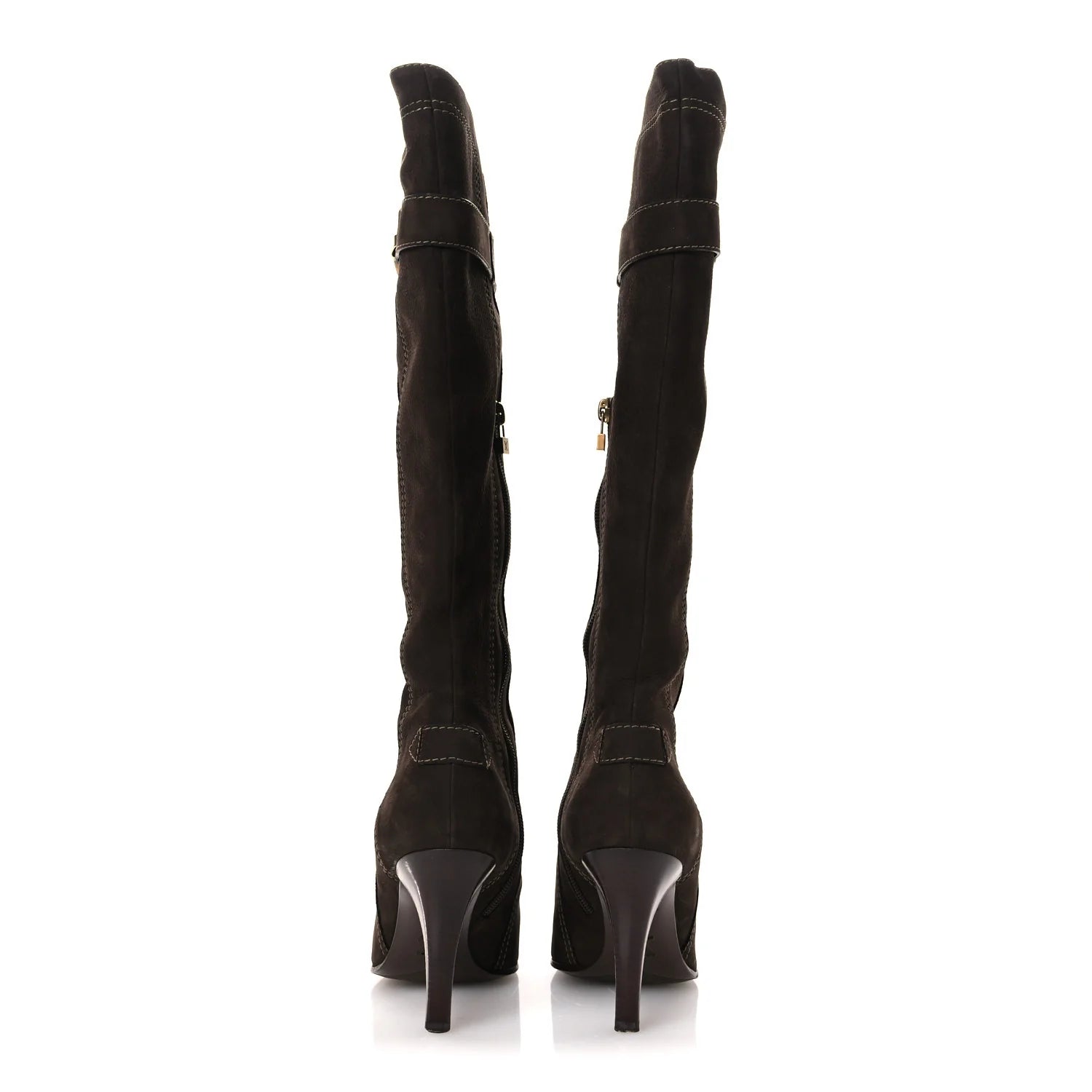 Suede High Boots 40 Brown