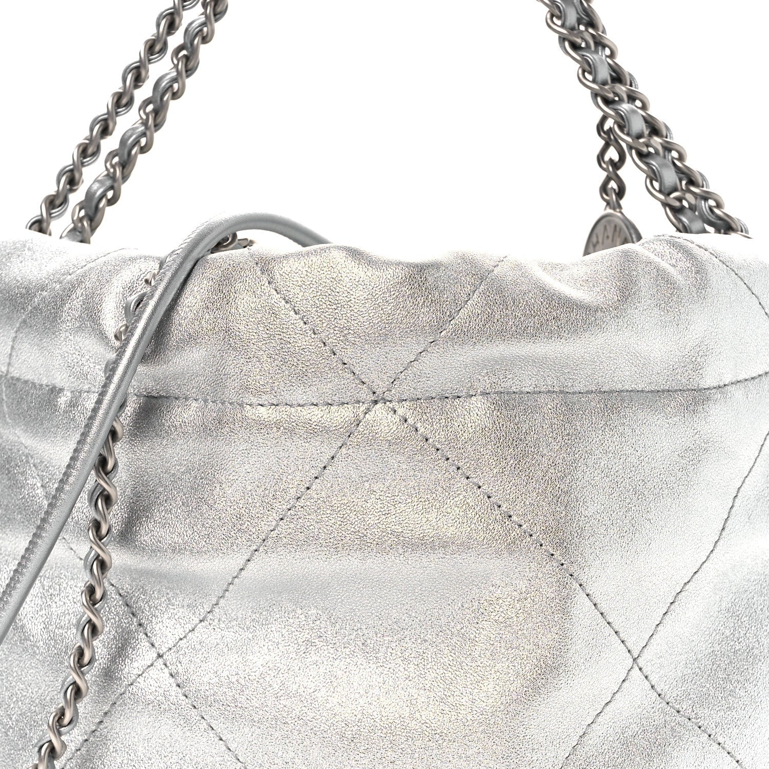 Metallic Lambskin Quilted Mini  22 Silvery
