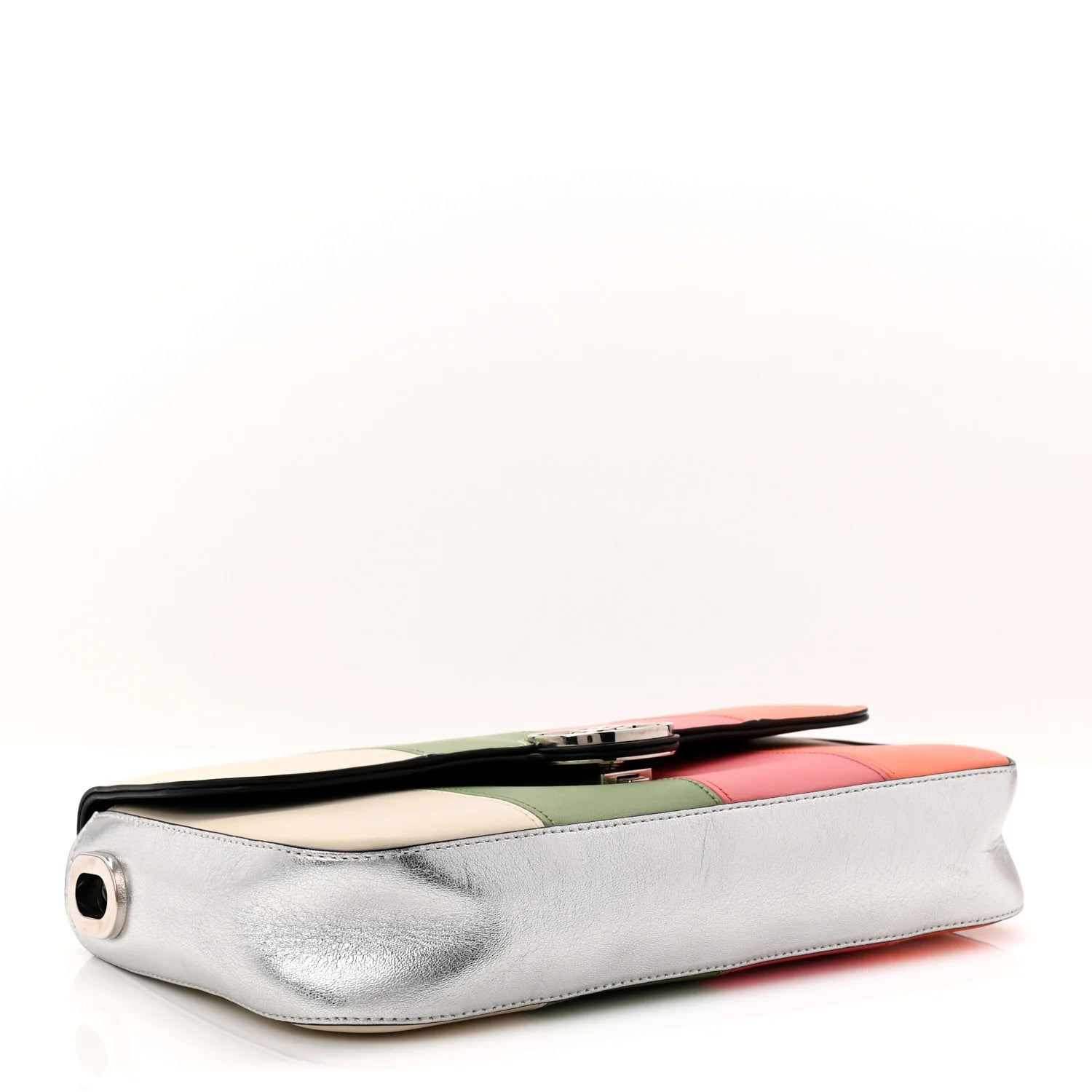 Senna Calfskin Petite GG Top Handle Shoulder Bag Mystic White Silver Multicolor