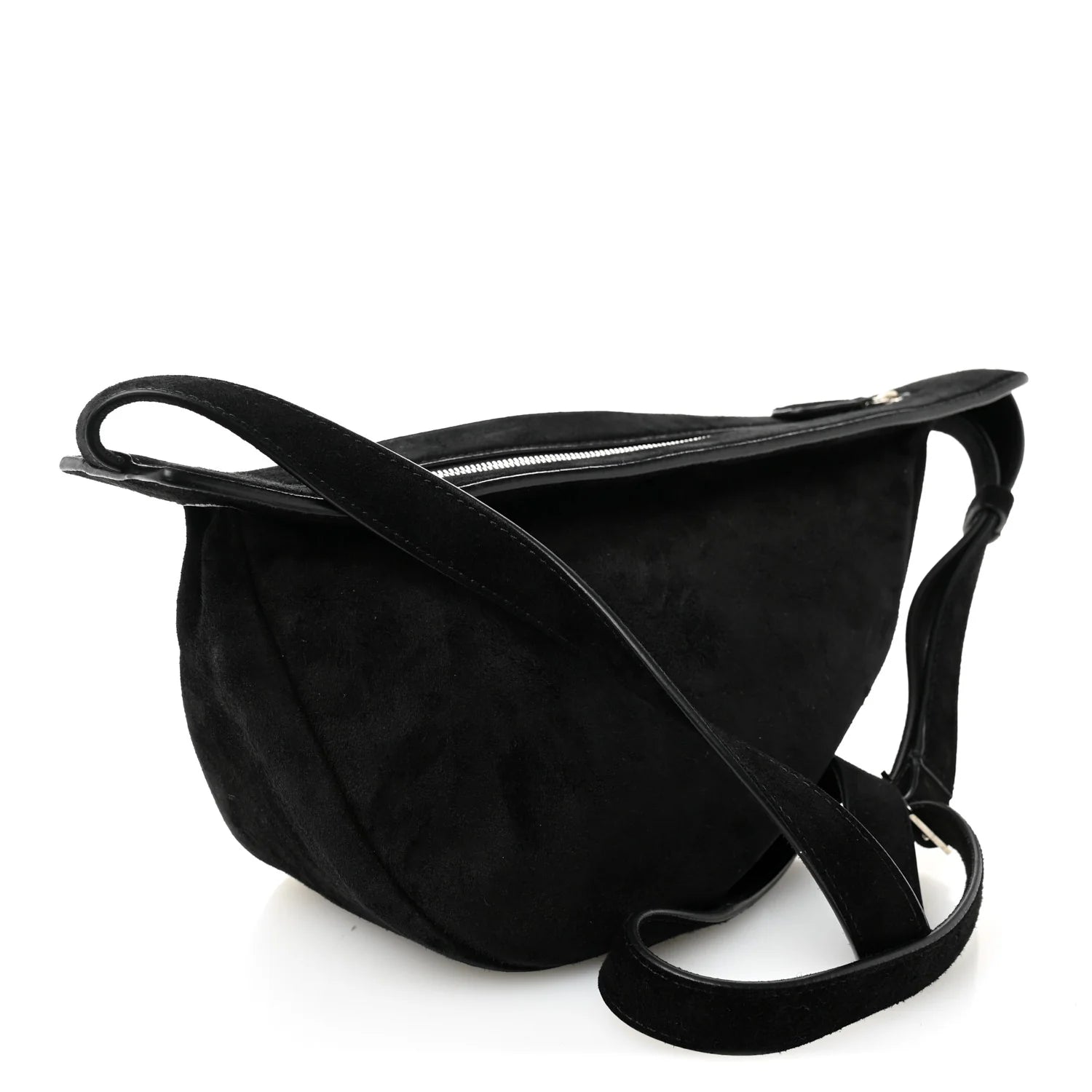Suede Small Slouchy Banana Bag Black