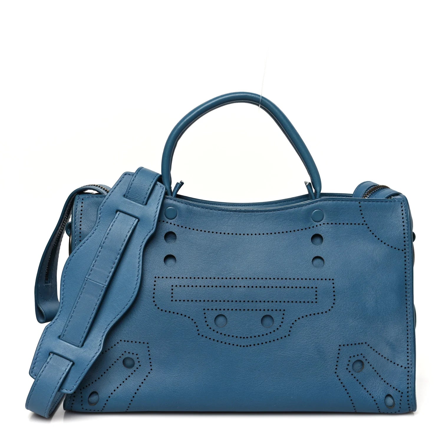 Veau Soyeux Perforated Blackout Hardware S City Bleu Canard