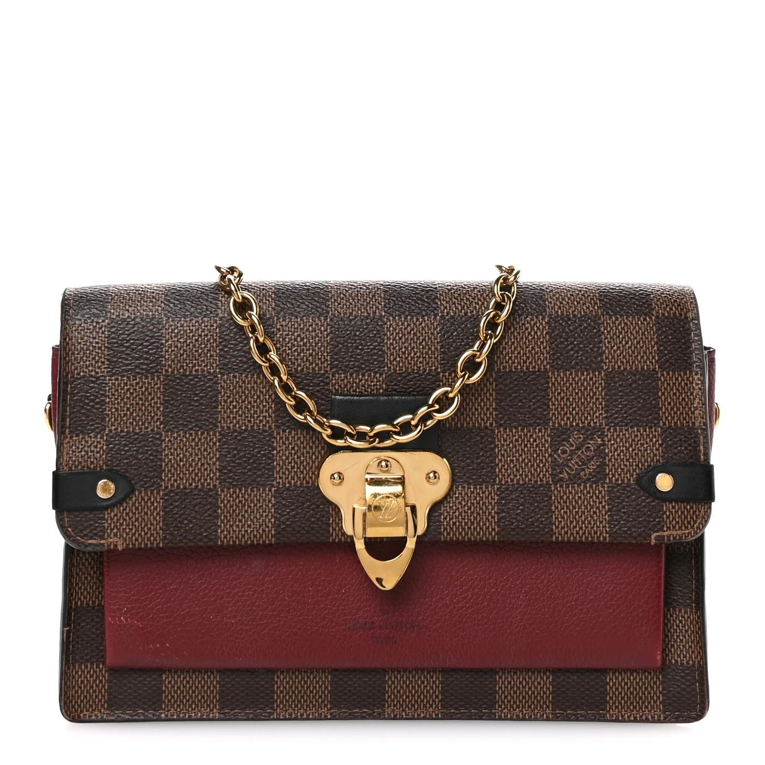 Damier Ebene Vavin Chain Wallet Red