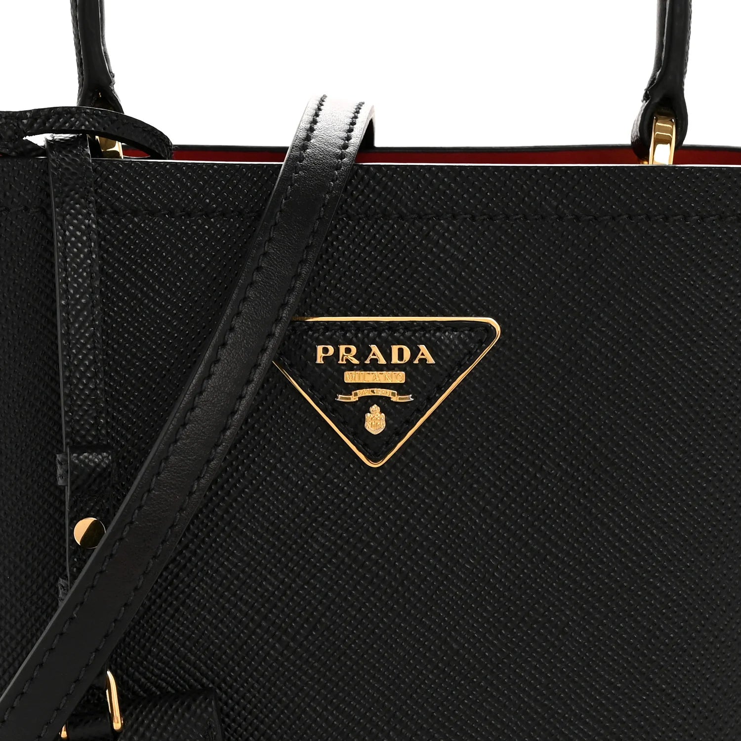 Saffiano Cuir Small Panier Bucket Bag Black Fuoco