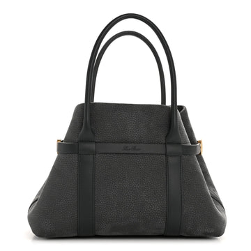 Nubuck Grained Calfskin Small Ghiera Shopper Tote Blue Navy