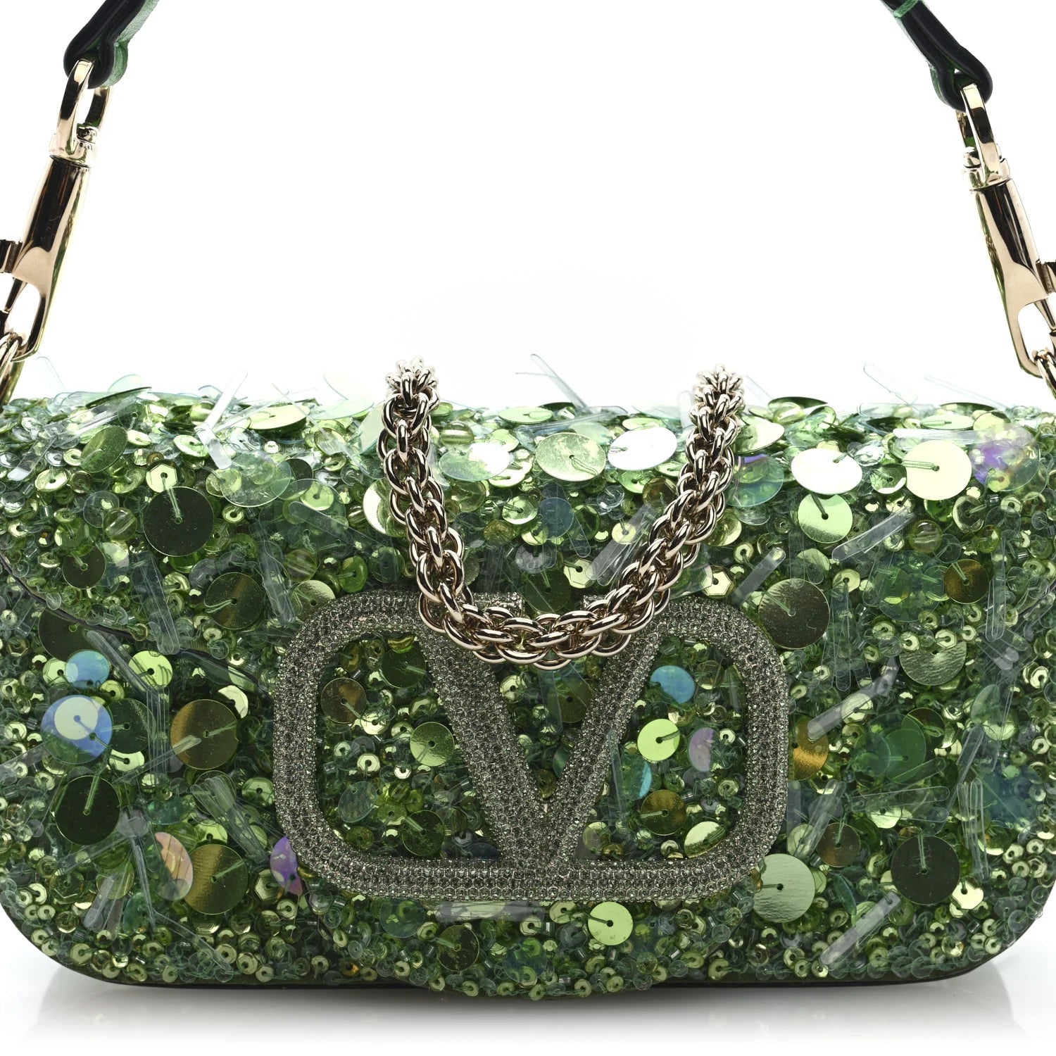 Sequin Crystal Vlogo Embroidered Small Loco Shoulder Bag Multicolor