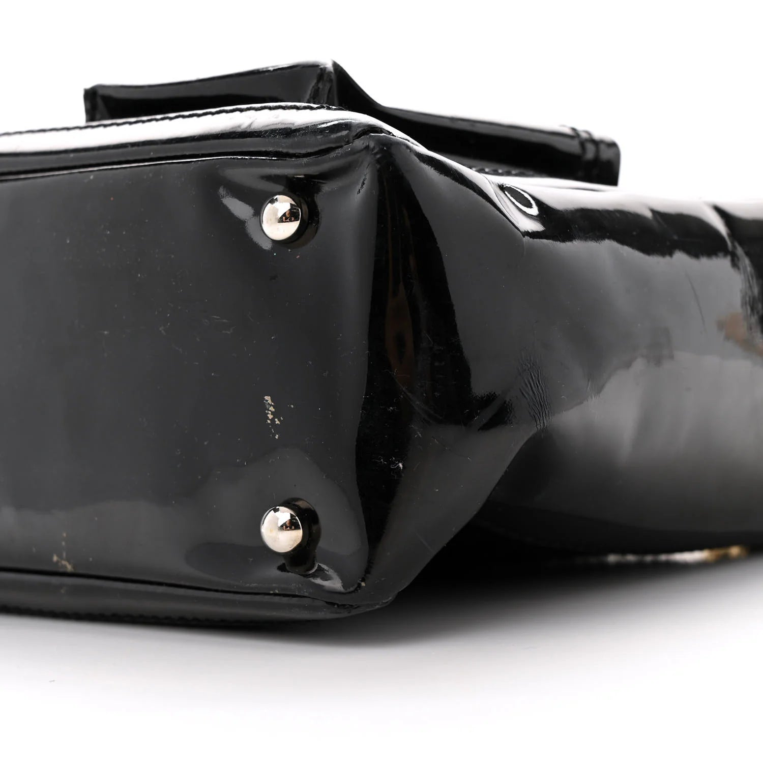 Patent Pony Hair Small Pocket Tote Black