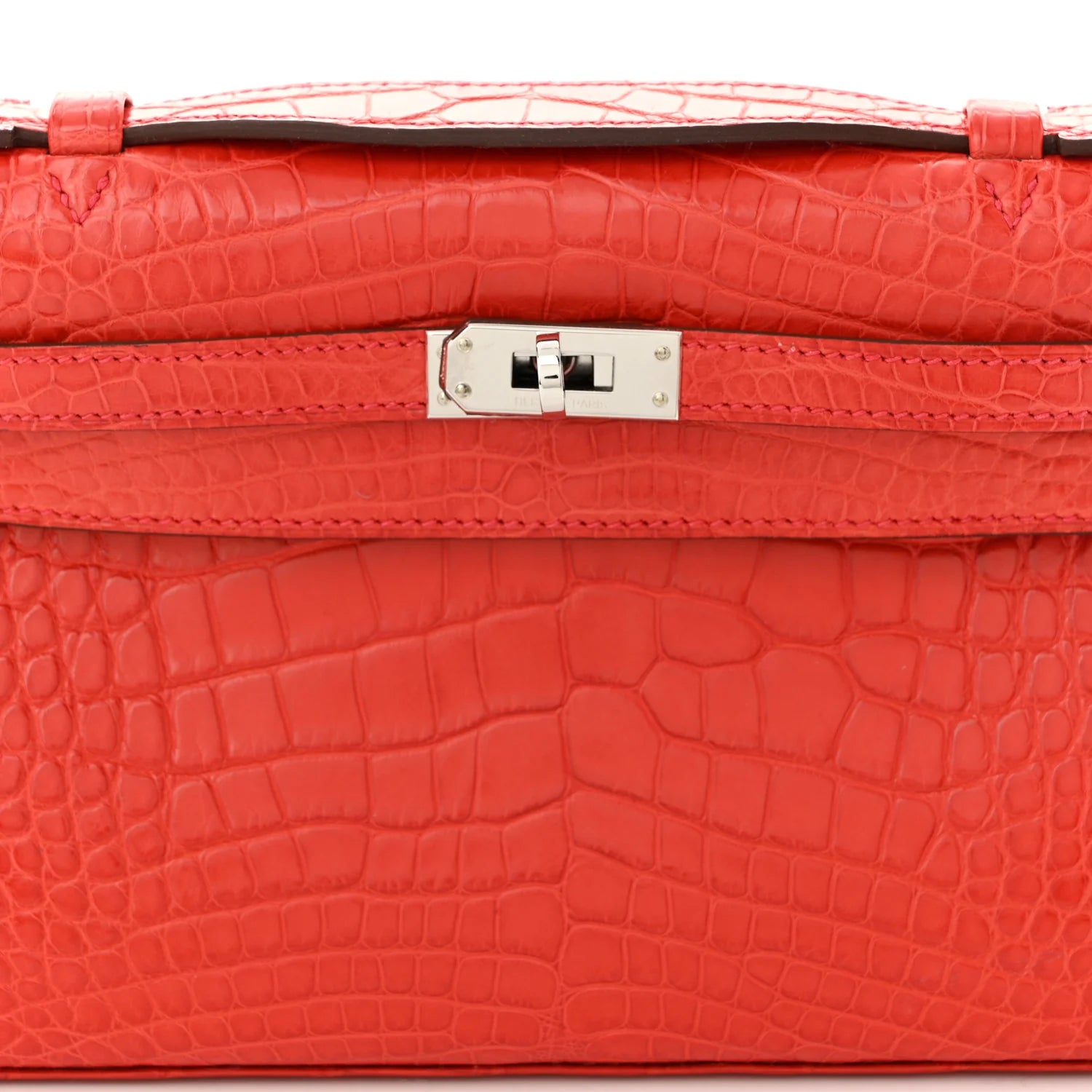 Matte Alligator Kelly Pochette Bougainvillea
