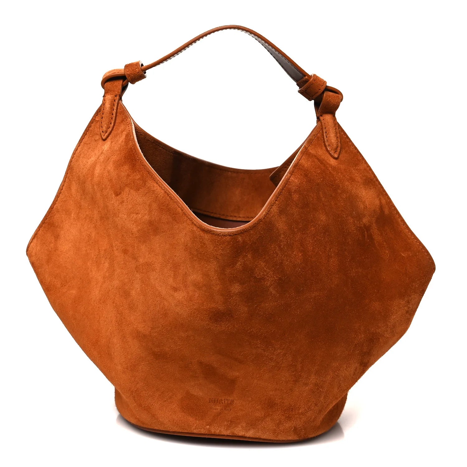 Suede Calfskin Mini Lotus Tote Caramel