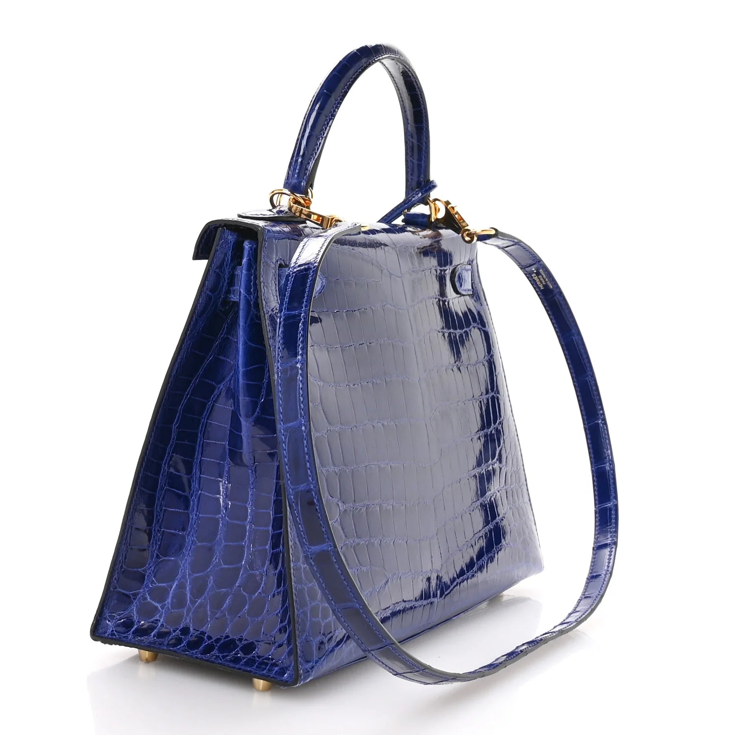 Shiny Niloticus Crocodile Kelly Sellier 28 Bleu Electrique