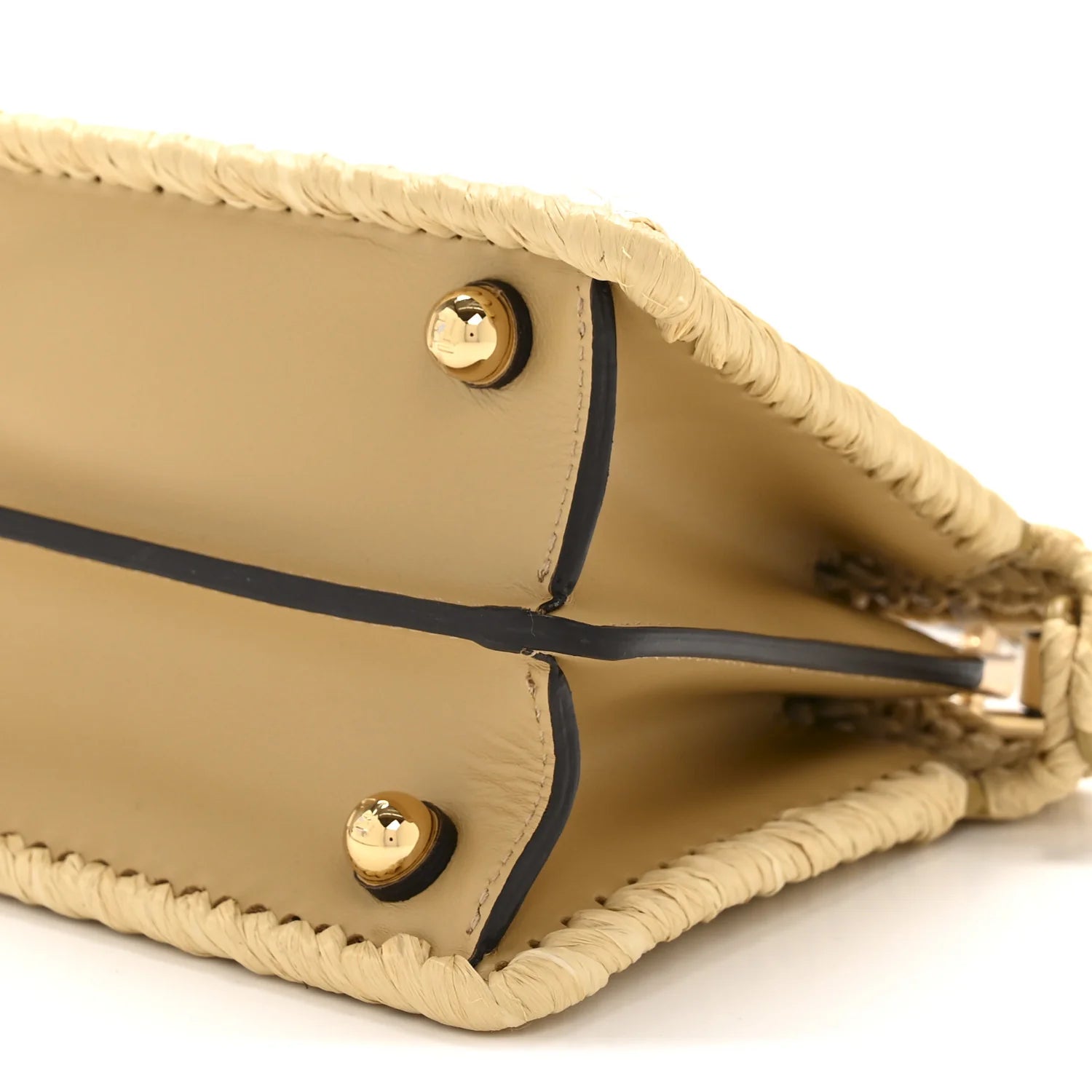 Paglia Vitello King Nappa Woven Petite Peekaboo I SEE U Satchel Sahara