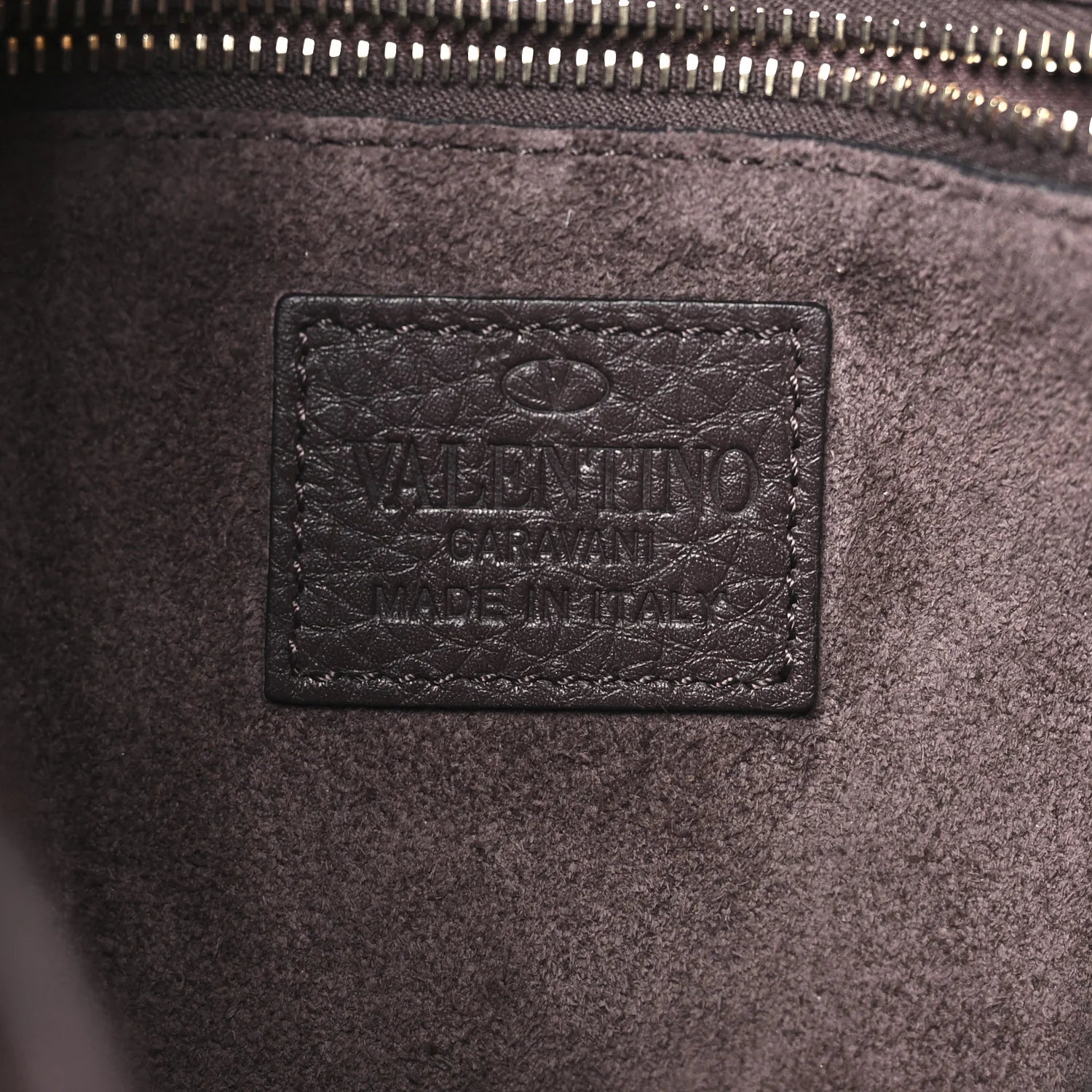 Grained Calfskin Rockstud Bucket Bag Vinaccia