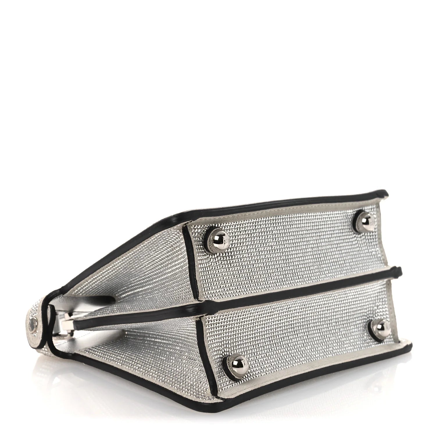 Crystal Vitello Laminato FF Petite Peekaboo I SEE U Satchel Crystal Argento