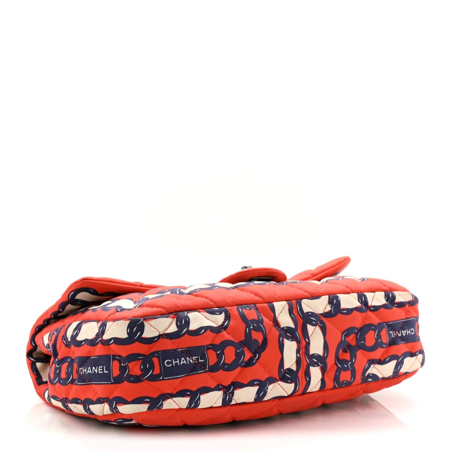 Silk Chain Printed Medium Single Flap Red