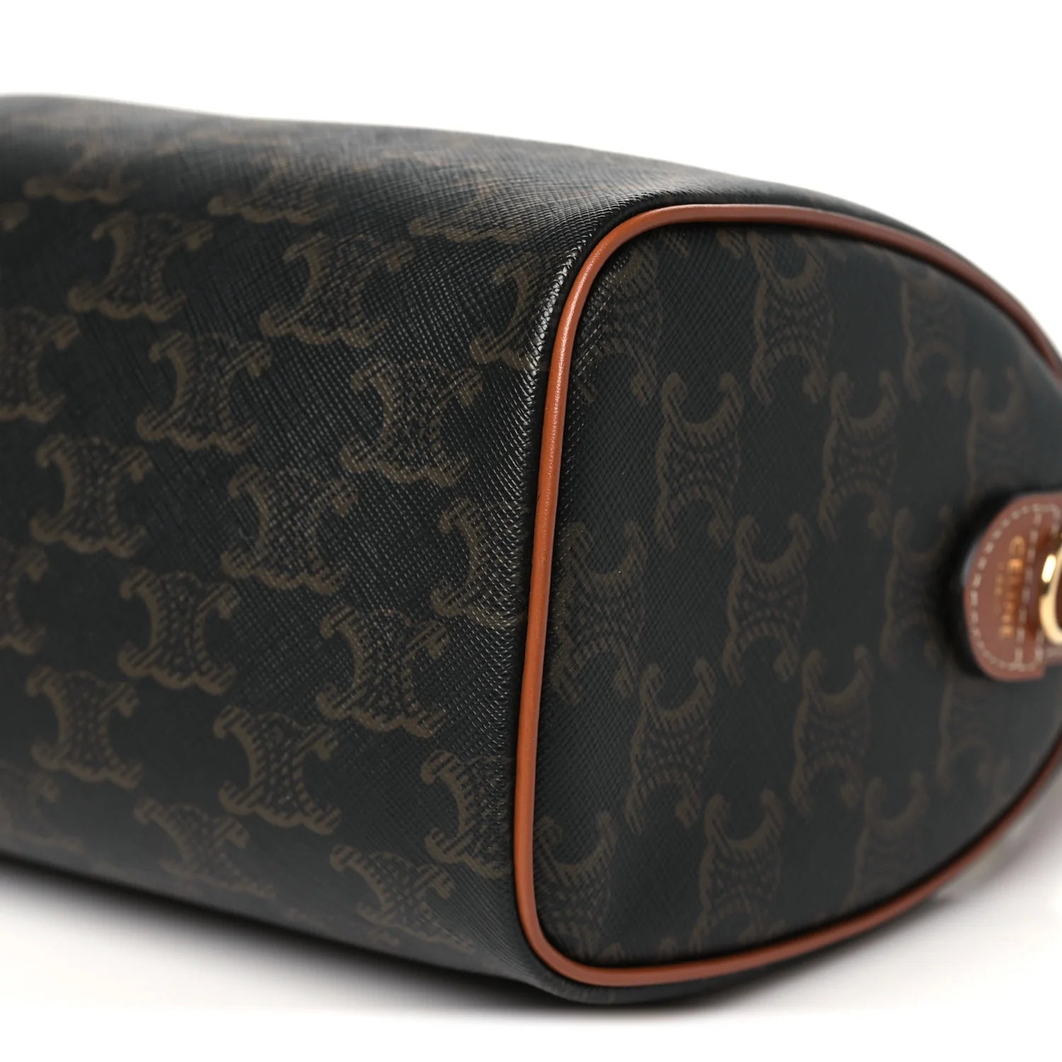 Triomphe Canvas Calfskin Small Boston Bag Tan